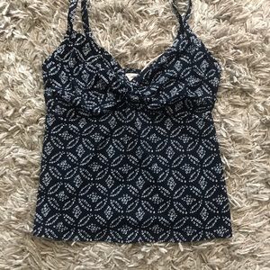 Land’s End Black White Tankini Swimsuit Top